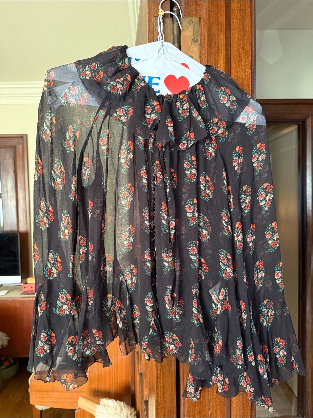 DÔEN 100% Silk Sheer Button Blouse